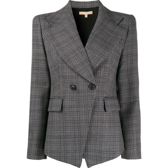 Michael Kors Collection Glen Plaid Wool Blazer Gray Size 8 - Picture 13 of 13